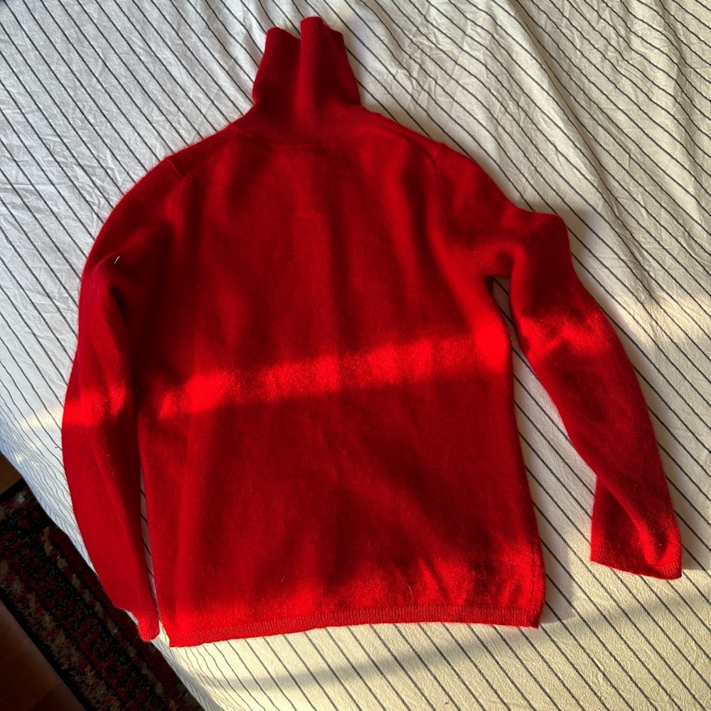 Vintage Cherry Red Cashmere Turtleneck Sweater